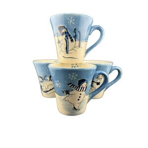Canterbury Potteries Snowmen Stoneware Coffee Mugs Set of 4